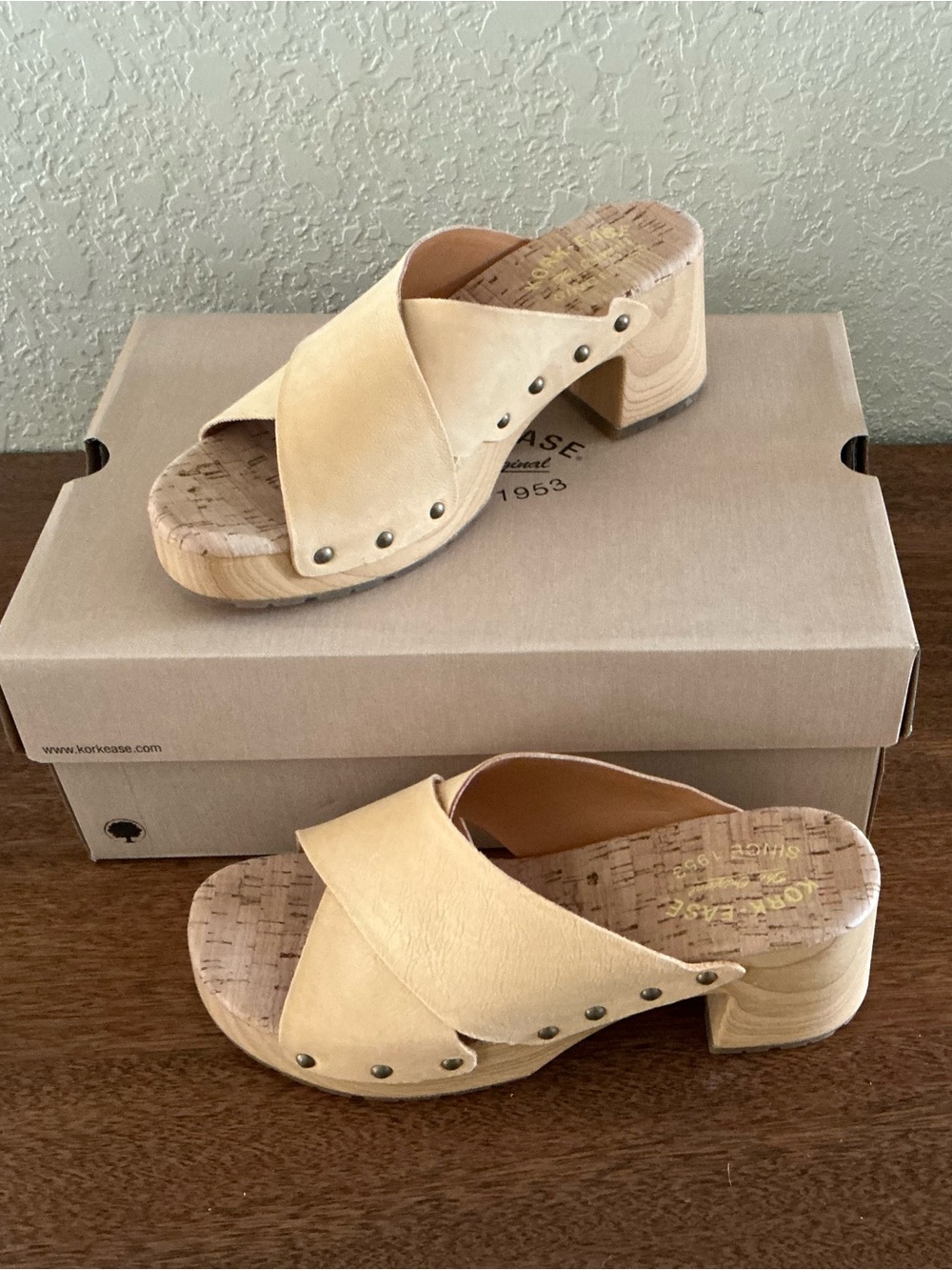 Kork-Ease Tatum Women's Light Yellow (Mango) Leather Cork Platform Sandal